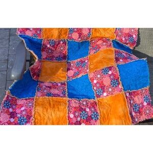 Rag quilt lap blanket/throw